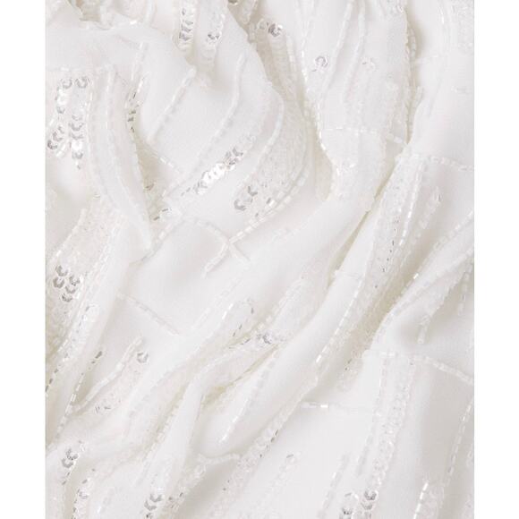 Mac Duggal 93597 Sequin White Abstract Midi Sheath Dress 12 High Neck - Picture 9 of 11